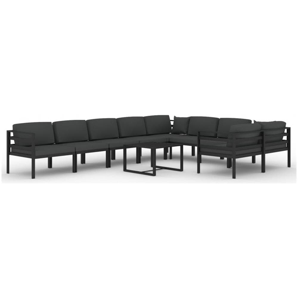 Set Divani Da Giardino 10 Pz Con Cuscini In Alluminio Antracite - Foto 1