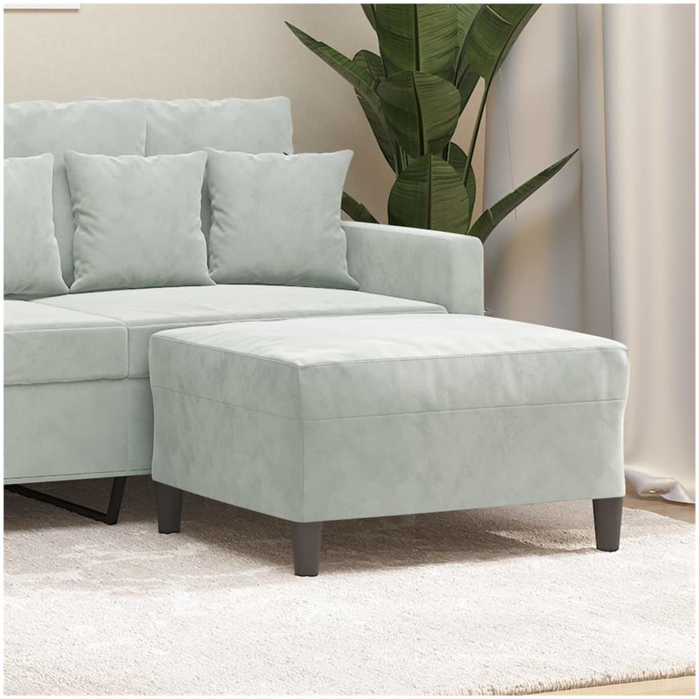 Poggiapiedi Grigio Chiaro 70x55x41 Cm In Velluto - Foto 1