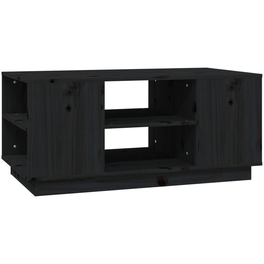 Tavolino Da Salotto Nero 90x49x40,5 Cm Legno Massello Di Pino - Foto 2