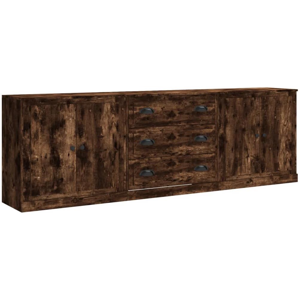 Credenze 3 Pz Rovere Fumo In Legno Multistrato - Foto 2