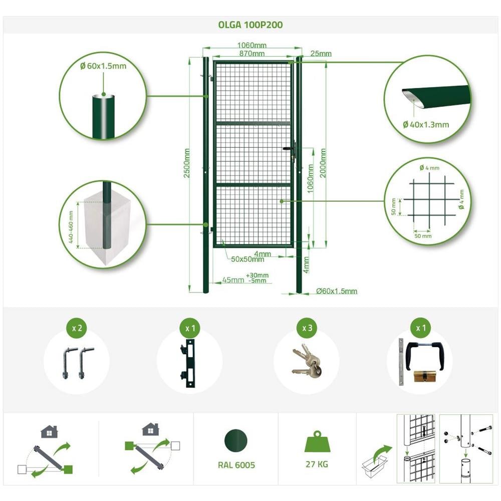 Cancello Per Recinzione In Rete Olga 100p200 Verde - Foto 8