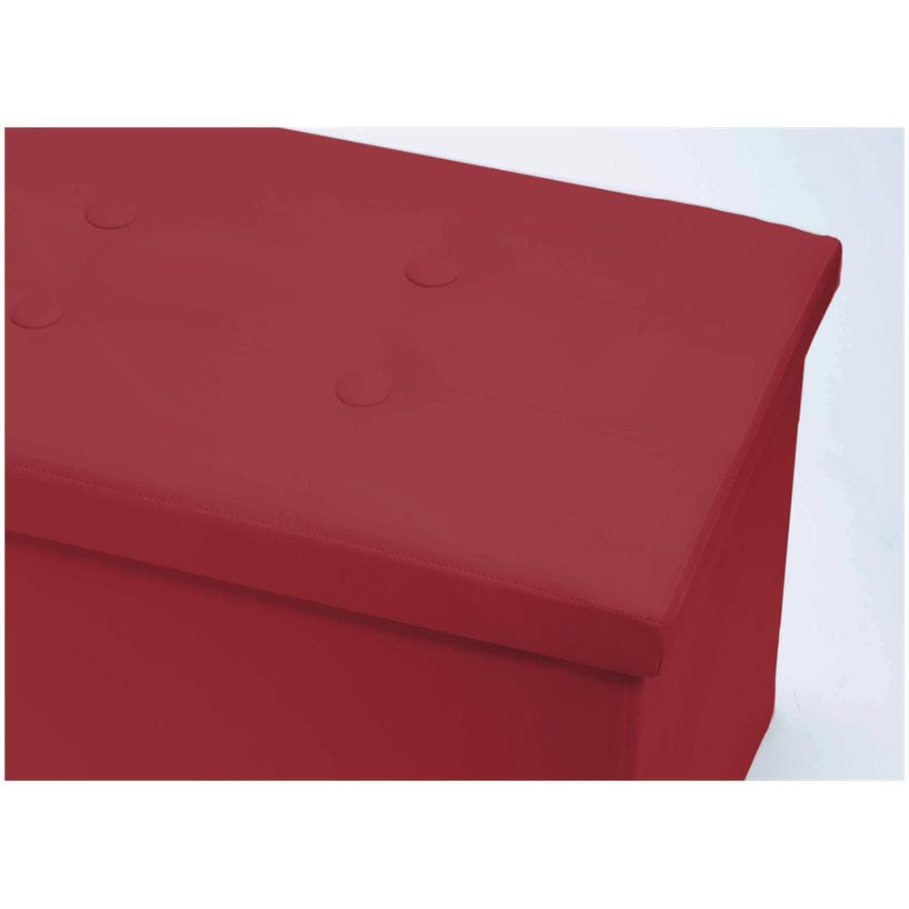Pouf Contenitore Imbottito Pieghevole In Ecopelle Modello Double Colore Bordeaux - Foto 2
