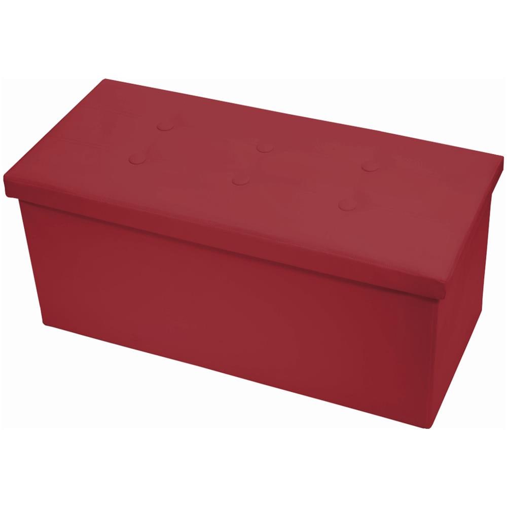Pouf Contenitore Imbottito Pieghevole In Ecopelle Modello Double Colore Bordeaux - Foto 1