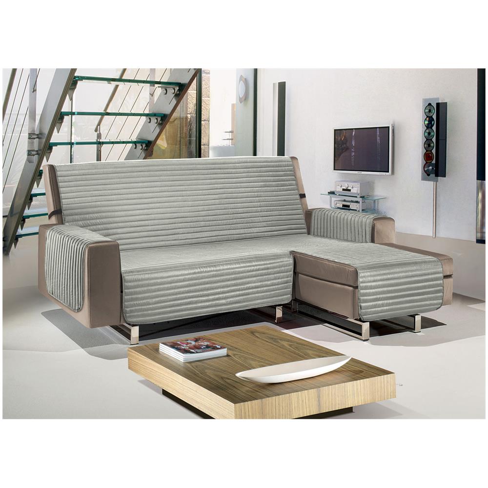 Copridivano Con Penisola Sof&agrave; Cover Trapuntato Antimacchia Double Face 290cm Grigio Chiaro - Foto 1