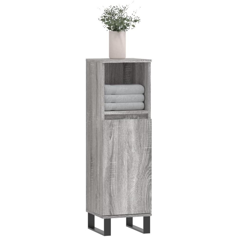 Armadietto Bagno Grigio Sonoma 30x30x100cm In Legno Multistrato - Foto 3