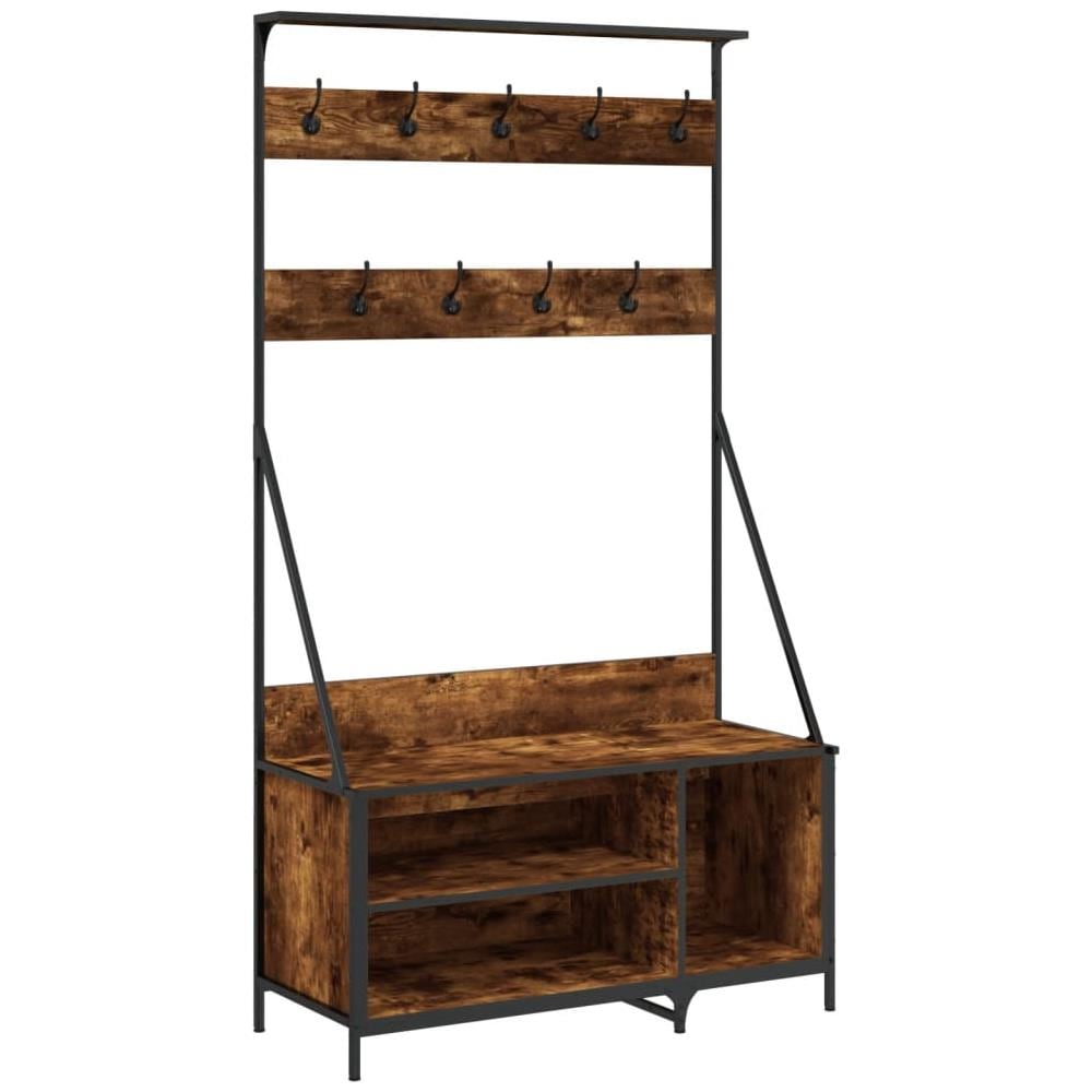 Appendiabiti Con Porta Scarpe Rovere Fumo 100x41x184 Cm - Foto 2