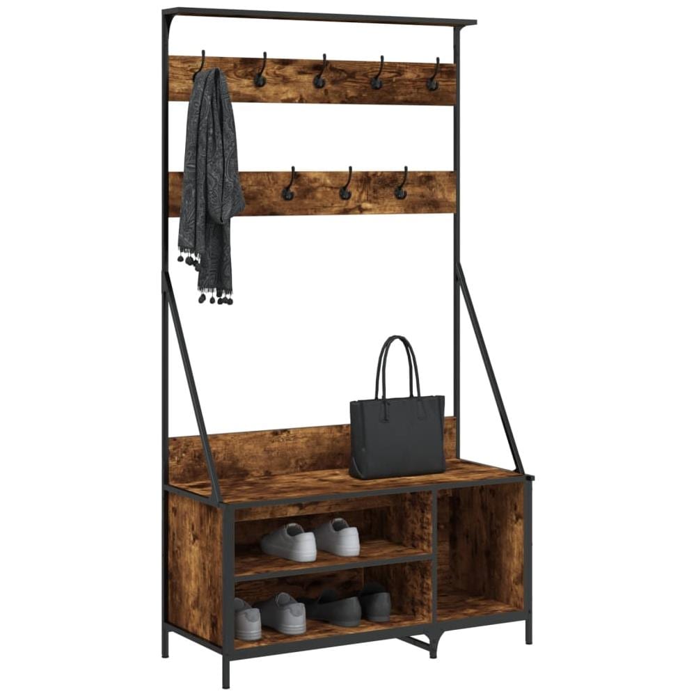 Appendiabiti Con Porta Scarpe Rovere Fumo 100x41x184 Cm - Foto 3