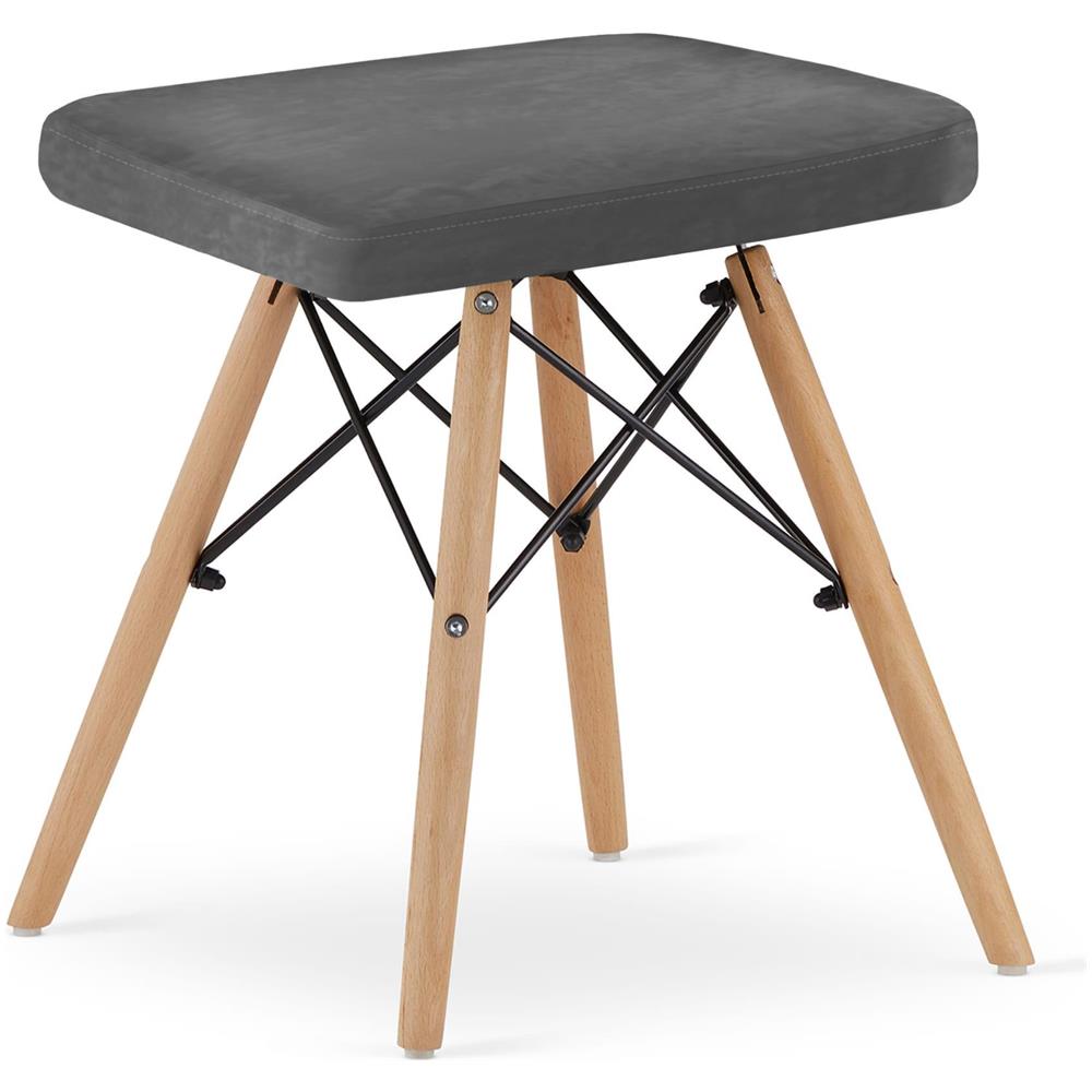 SGABELLO PEKO Gambe naturali in velluto grigio x3 - Foto 2