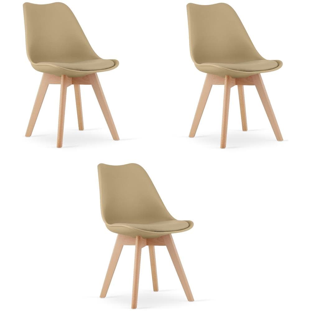 Sedia VALORA RIXK - Design moderno beige scuro con gambe in faggio x 3 - Foto 1
