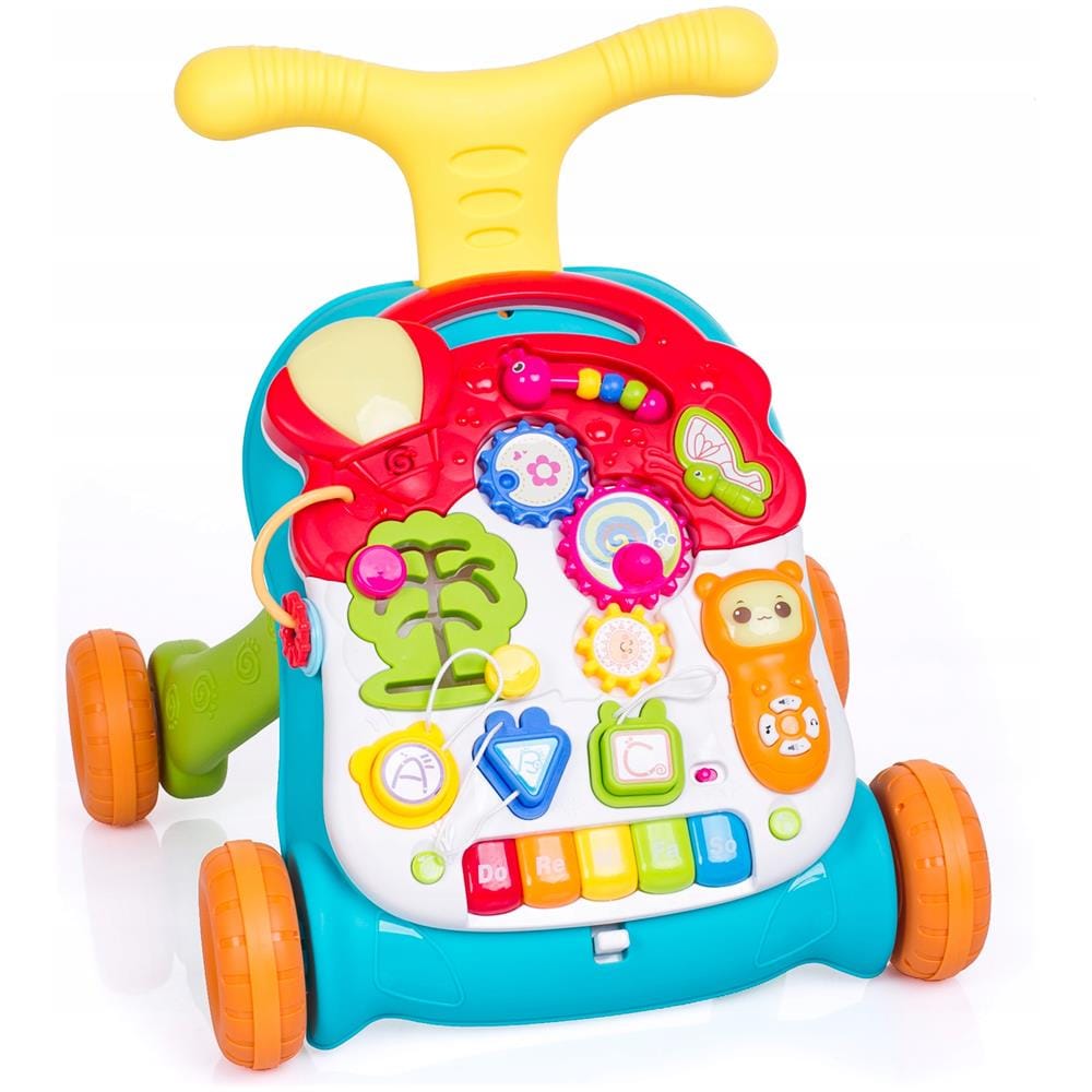 Camminatore 4-in-1, spingi, tavolo, multifunzionale, musicale, educativo, cavalcabile, rosa - Foto 1