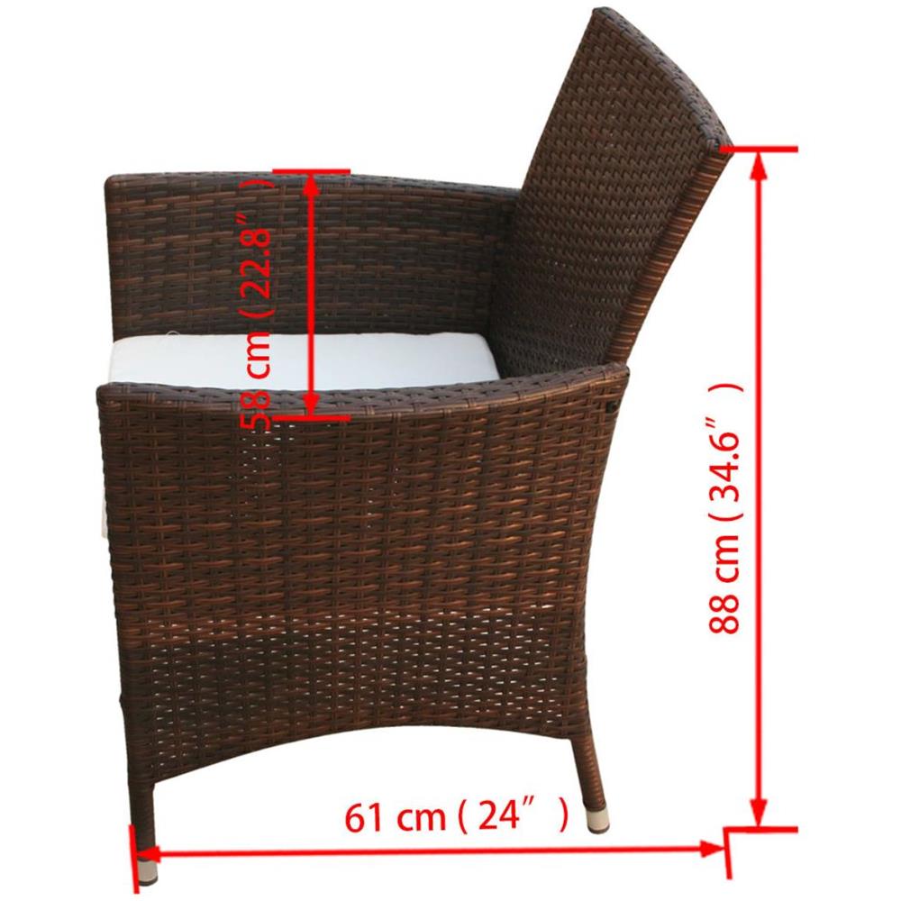 Set da Pranzo da Giardino 7 pz con Cuscini Polyrattan Marrone - Foto 8