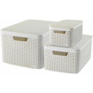 Contenitori Pieghevoli In Plastica Con Coperchio 50x35x30 Cm - Impilabili, Con Manici E Doppio Strato Antiurto - Bianco