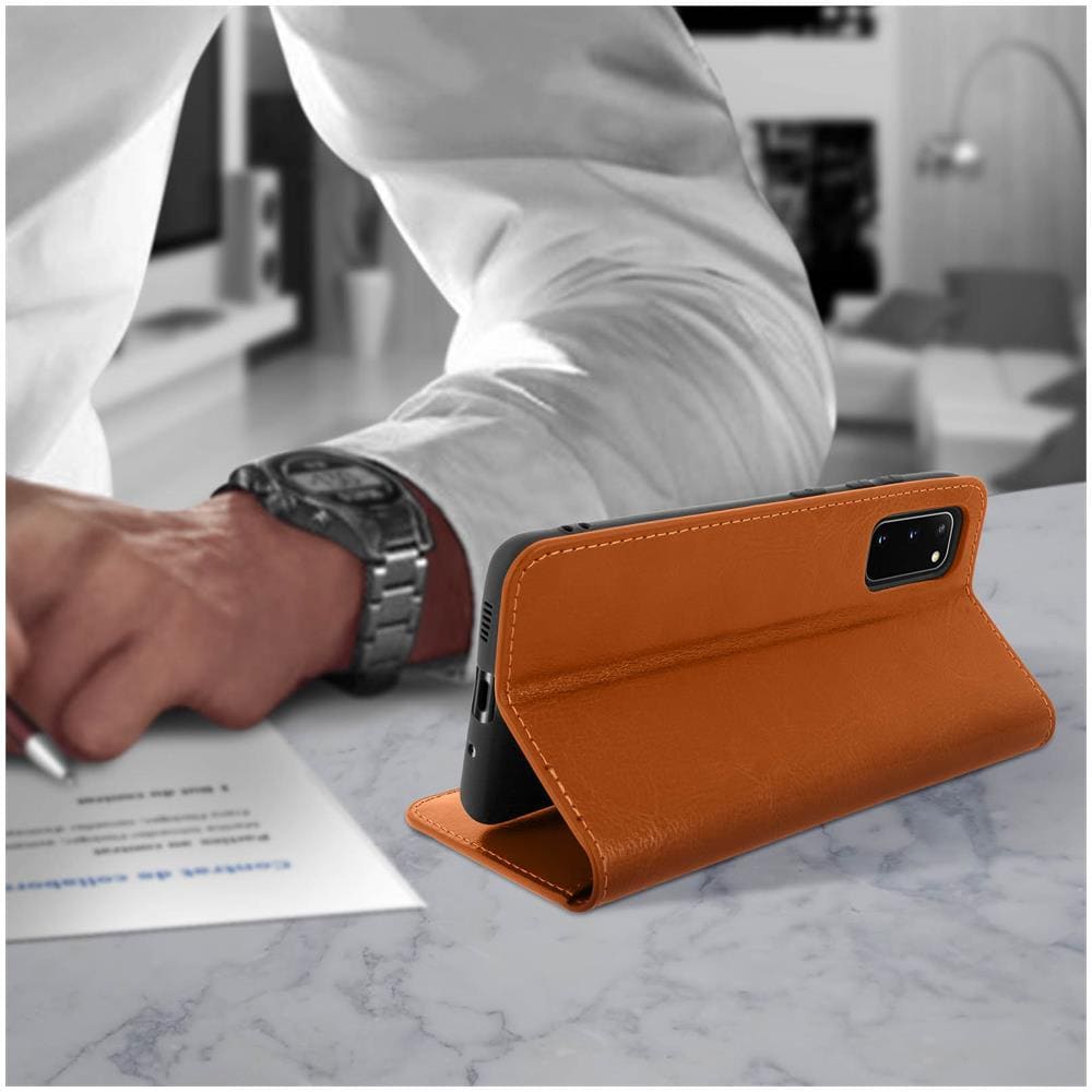 Custodia Samsung Galaxy S20pelle Portafoglio Funzione Stand - Camel - Foto 5