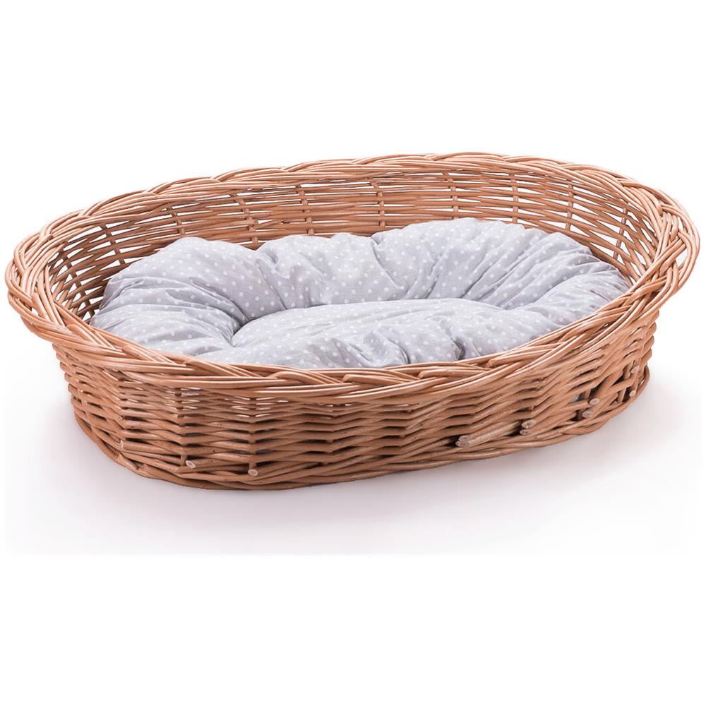 Letto Vimini Gatti Cani Animali Domestici. Cestino Taglia 10. Cuscino Grigio Punteggiato - Foto 1