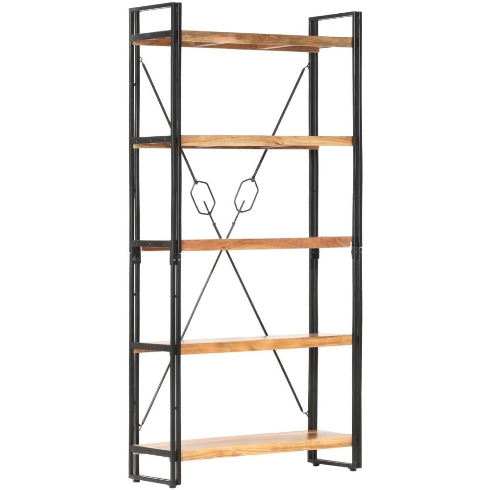 Libreria A 5 Ripiani 90x30x180 Cm In Legno Massello Di Acacia - Foto 3