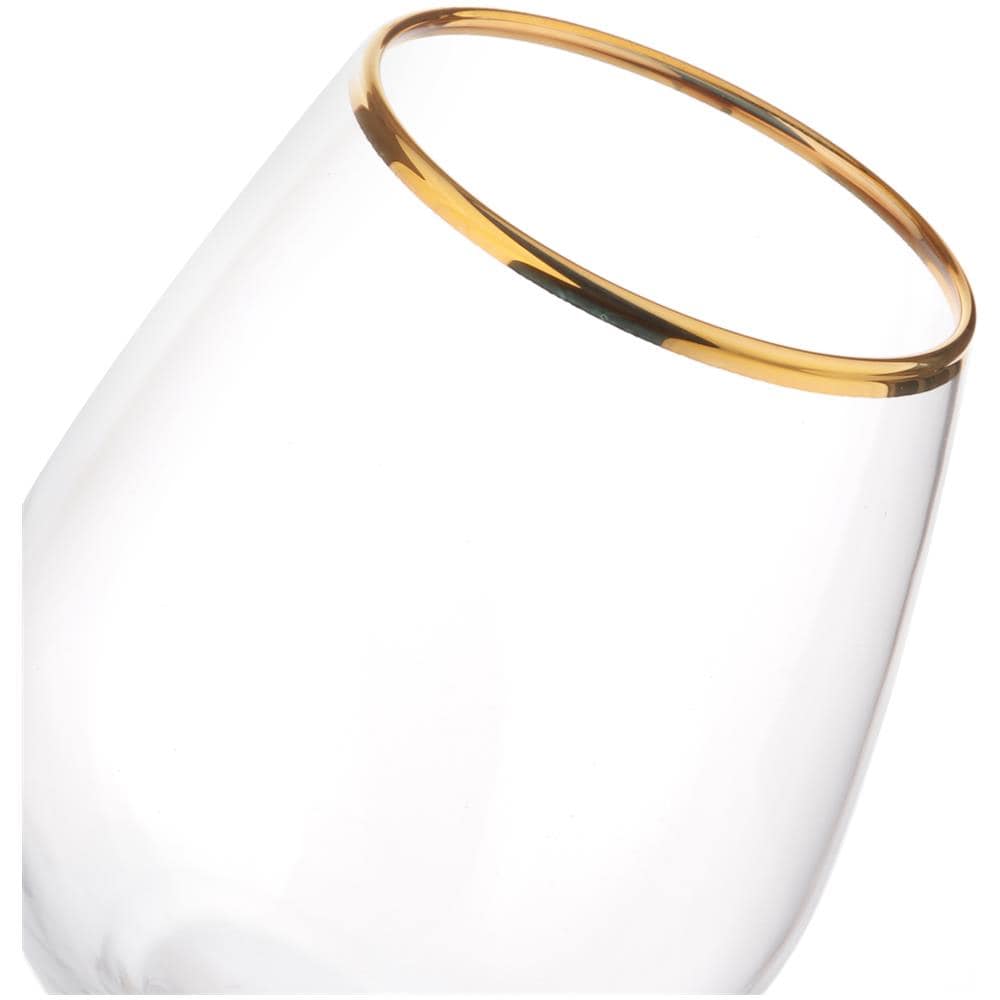 Set Bicchieri Amber Bordo Oro In Vetro, 6 Pezzi Trasparente - Foto 2