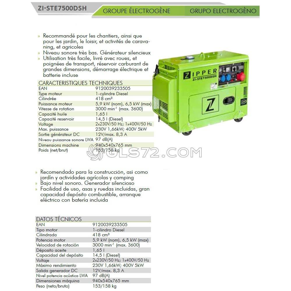 Generatore Di Corrente Diesel 5000w 418cc Zi-ste7500dsh - Foto 5