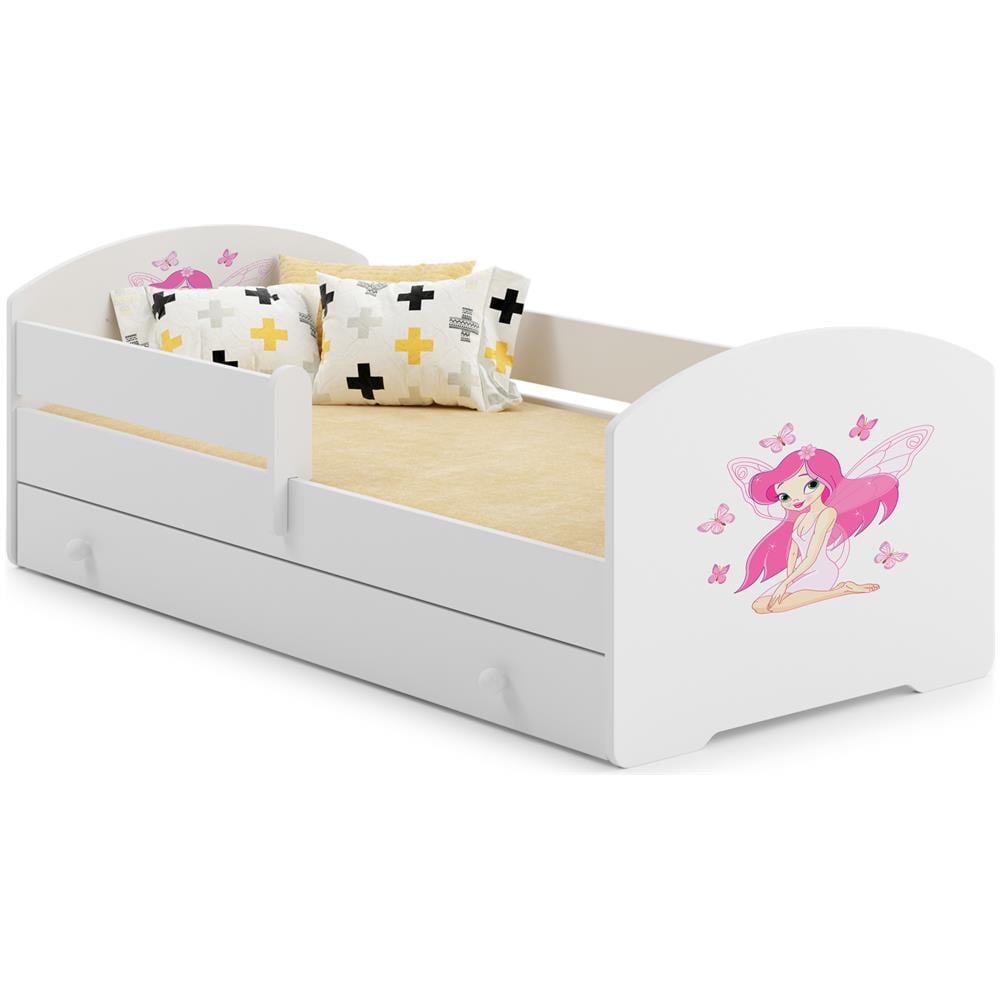 Letto Per Bambini Luk 140x70 Cassetto E Una Ringhiera+ Materasso E Giroletto Girl With Wings - Foto 1