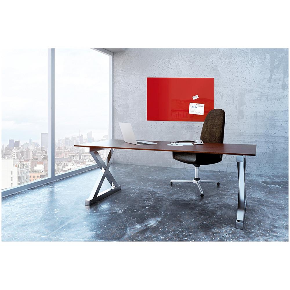 Lavagna Magnetica di Vetro 100 x 65 cm Rossa - Foto 1