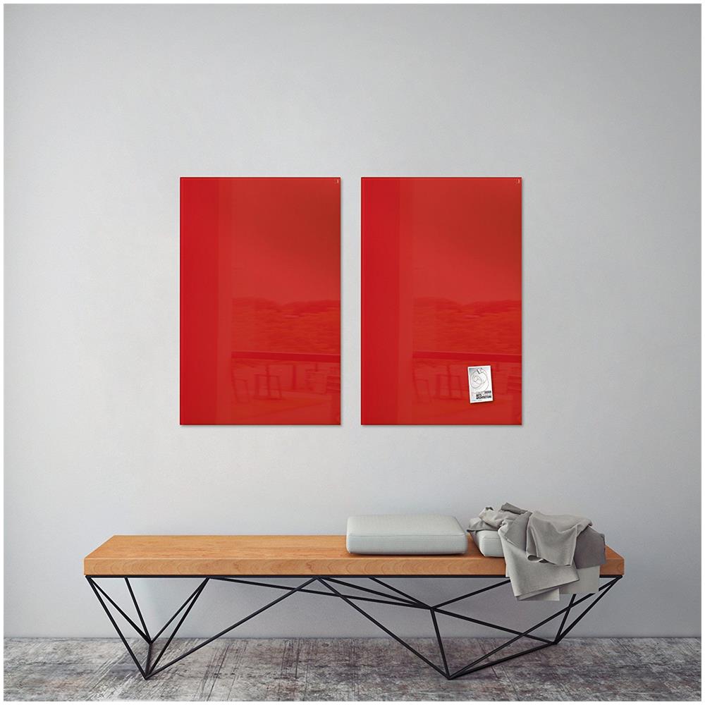 Lavagna Magnetica di Vetro 100 x 65 cm Rossa - Foto 2