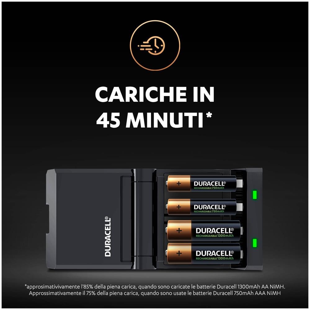 Caricabatterie 45 Minuti e batterie ricaricabili 2 pile AA e 2 pile AAA - Foto 3