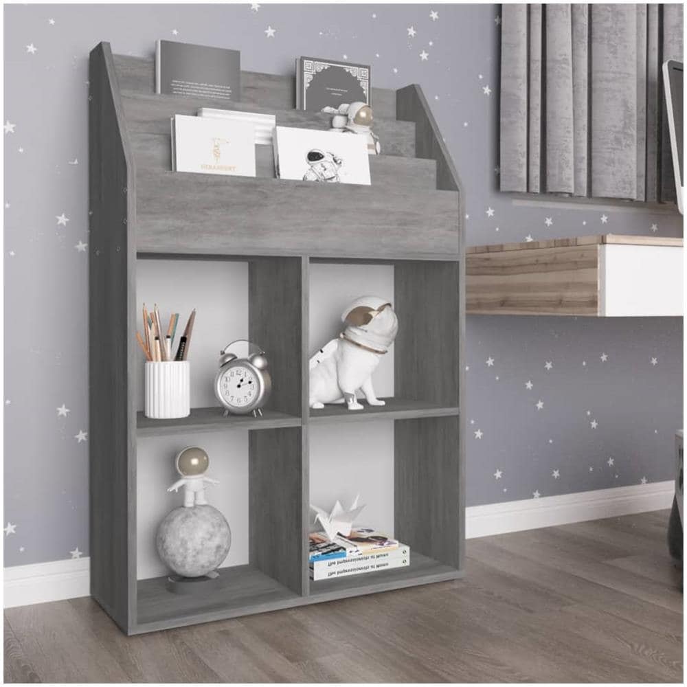 Portariviste Per Bambini Grigio Cemento 71x30x114 Cm Truciolato - Foto 1