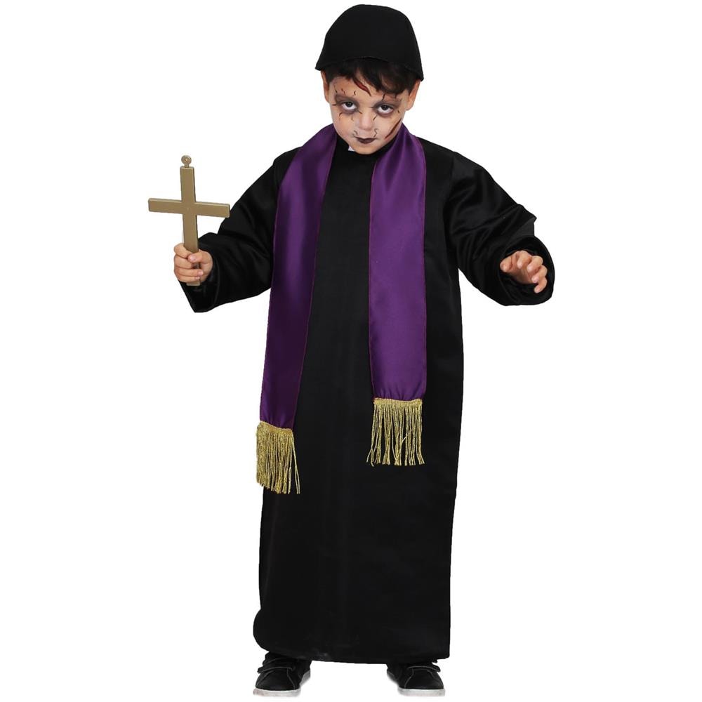 Costume Di Halloween Pegasus Prete Esorcista Bambino Tg 7/8 Anni - Foto 2
