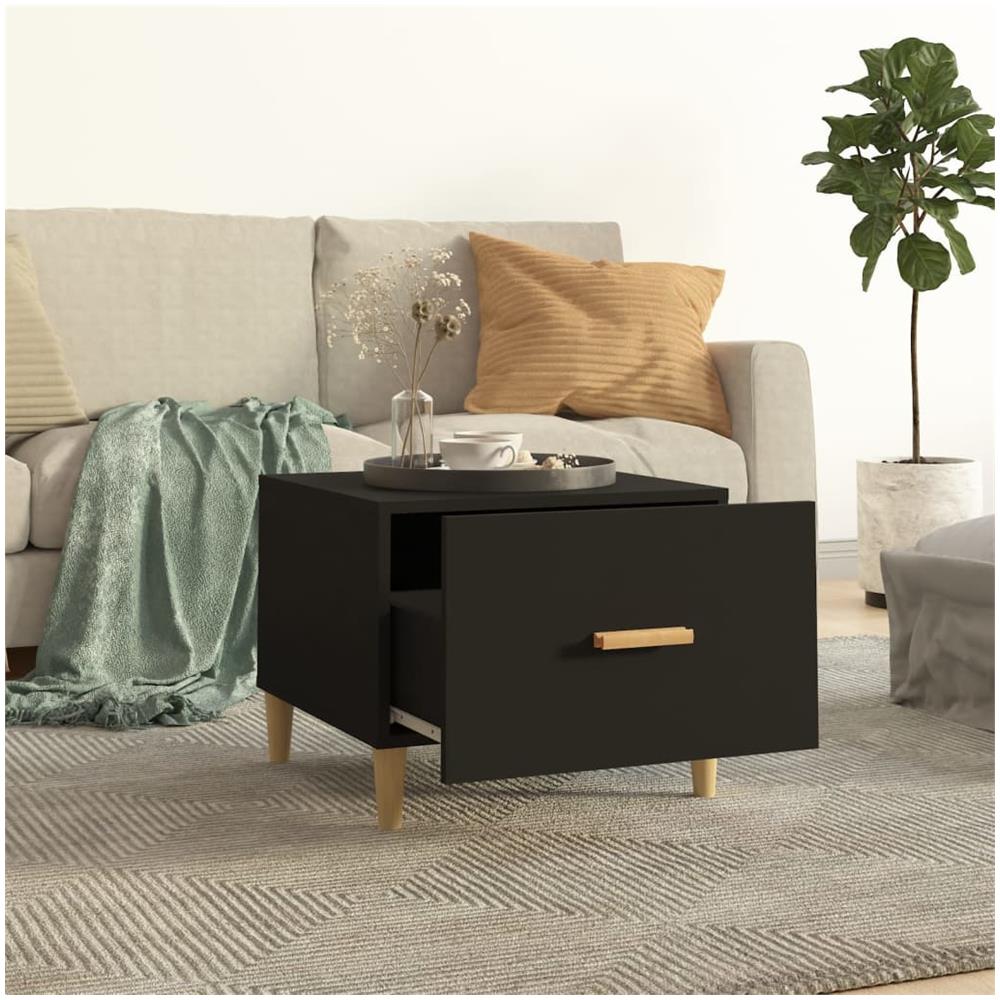 Tavolino Da Salotto Nero 50x50x40 Cm In Legno Multistrato - Foto 3