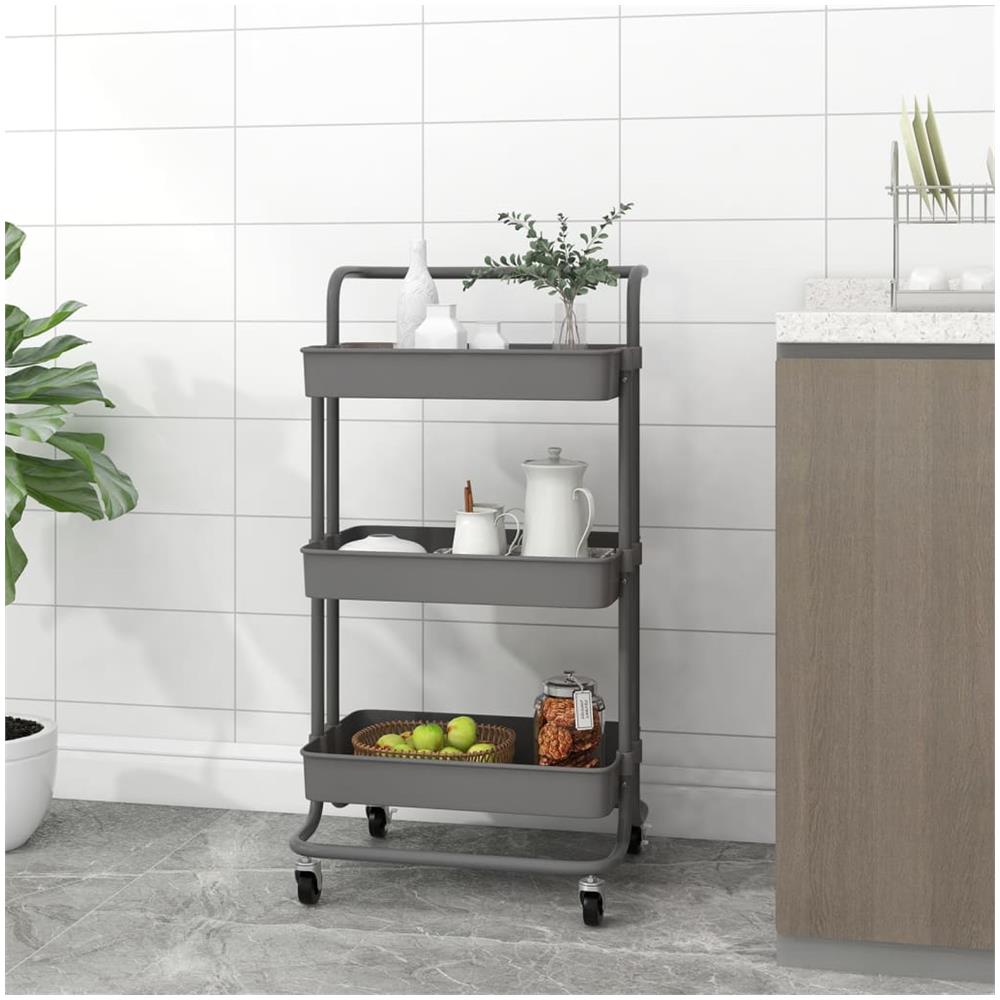 Carrello Da Cucina 3 Ripiani Grigio 42x25x83,5 Cm Ferro E Abs - Foto 1