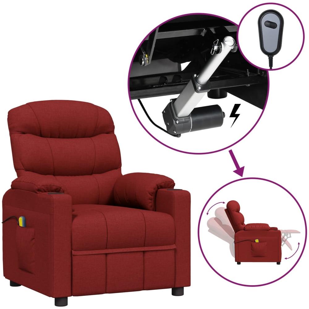 Poltrona Massaggiante Elettrica Rosso Vino in Tessuto - Foto 1