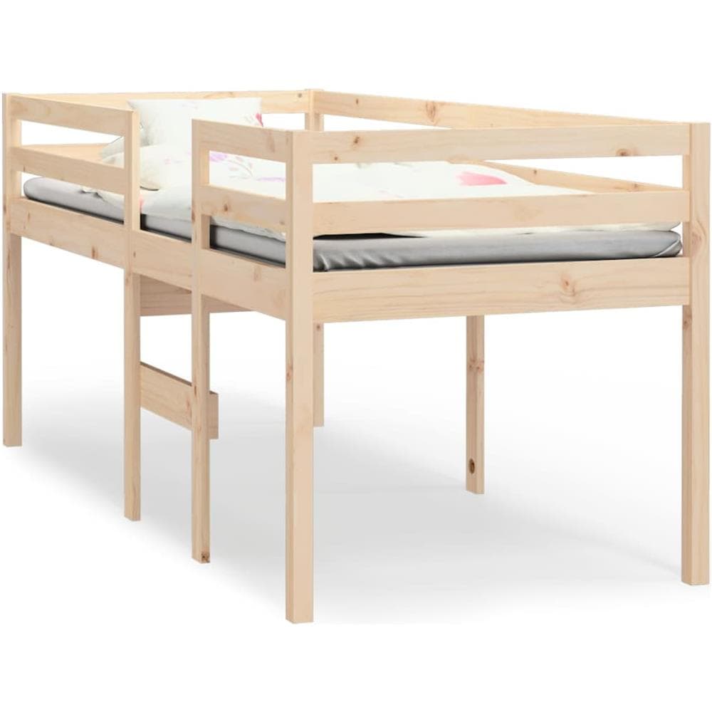 Letto A Soppalco 90x200 Cm In Legno Massello Di Pino - Foto 2