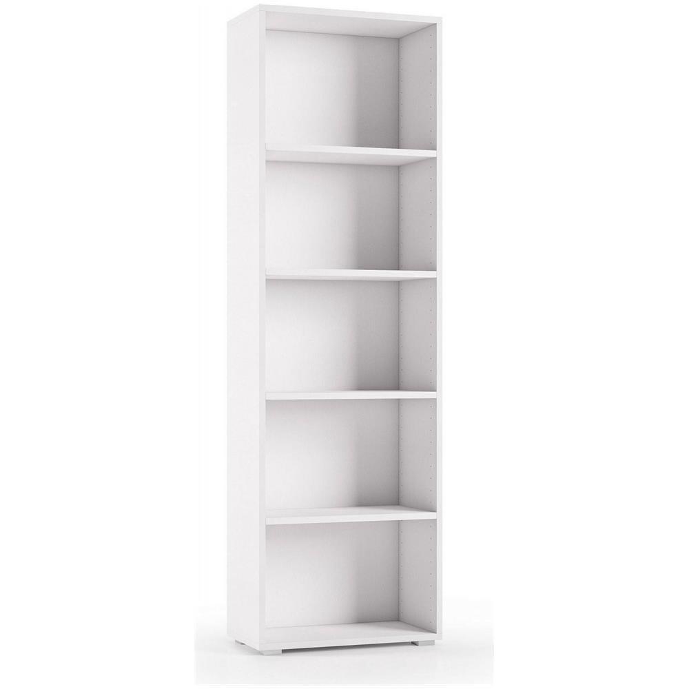 Libreria Girasole, Biblioteca A 4 Ripiani Regolabili, Scaffale Per Libri, Mobile Da Parete Con Ripiani, 100% Made In Italy, 60x30h195 Cm, Bianco - Foto 2