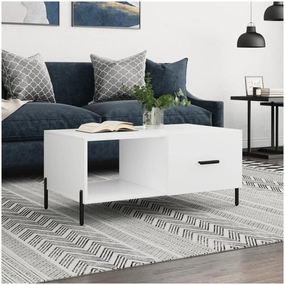 Tavolino Da Salotto Bianco 90x50x40 Cm In Legno Multistrato - Foto 1