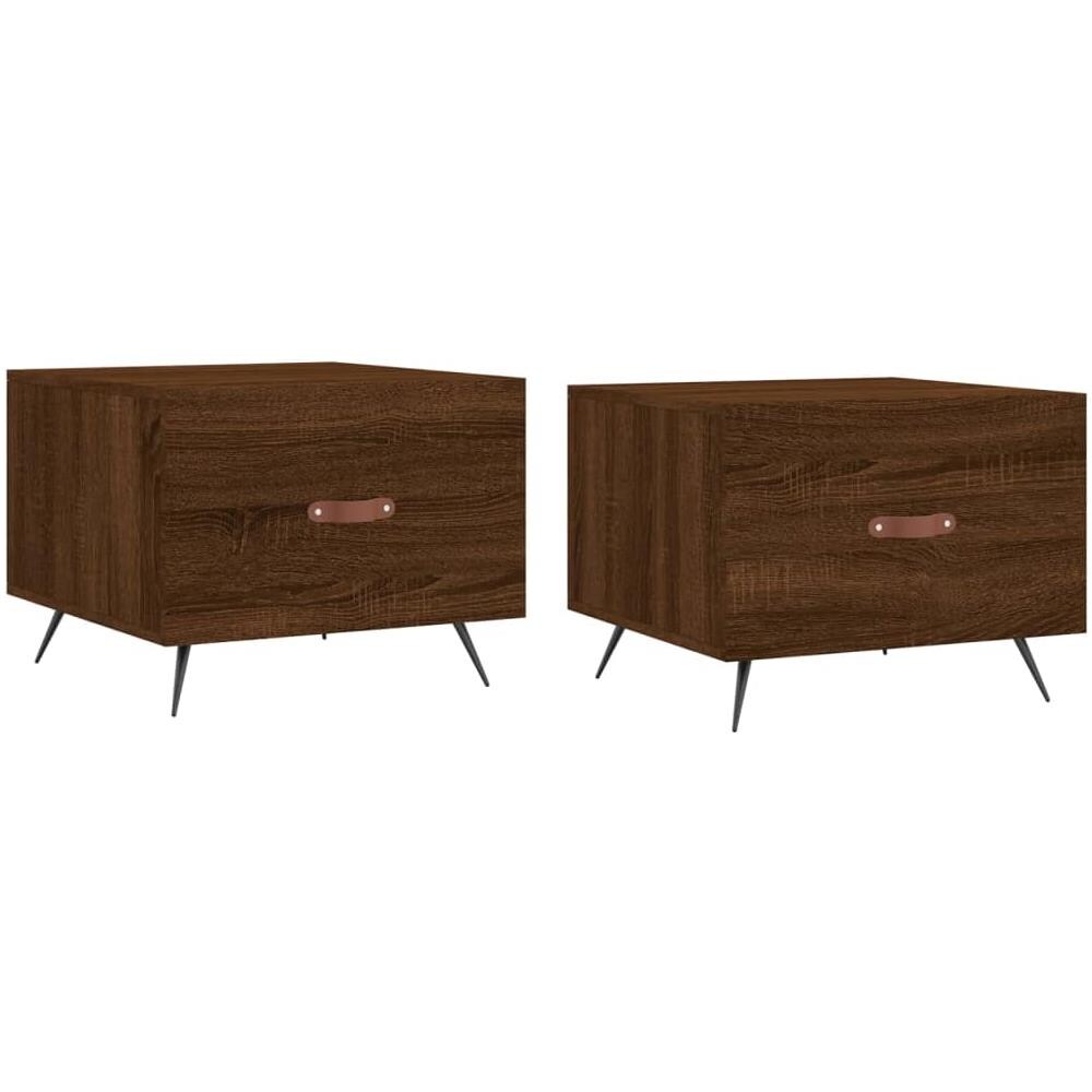 Tavolini Salotto 2 Pz Rovere Marrone 50x50x40 Legno Multistrato - Foto 2