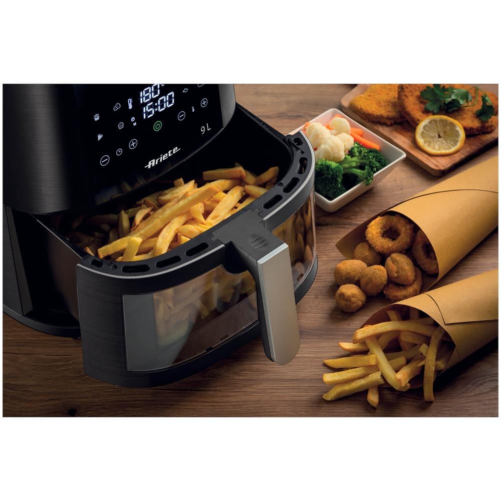 4630 Friggitrice ad aria 9L, 1300 W, Capacità 9L, Capacità di cottura 2,5kg, 8 programmi preimpostati, Temperatura fino a 200°, Cestello trasparente per controllo cottura, Nero - Foto 5