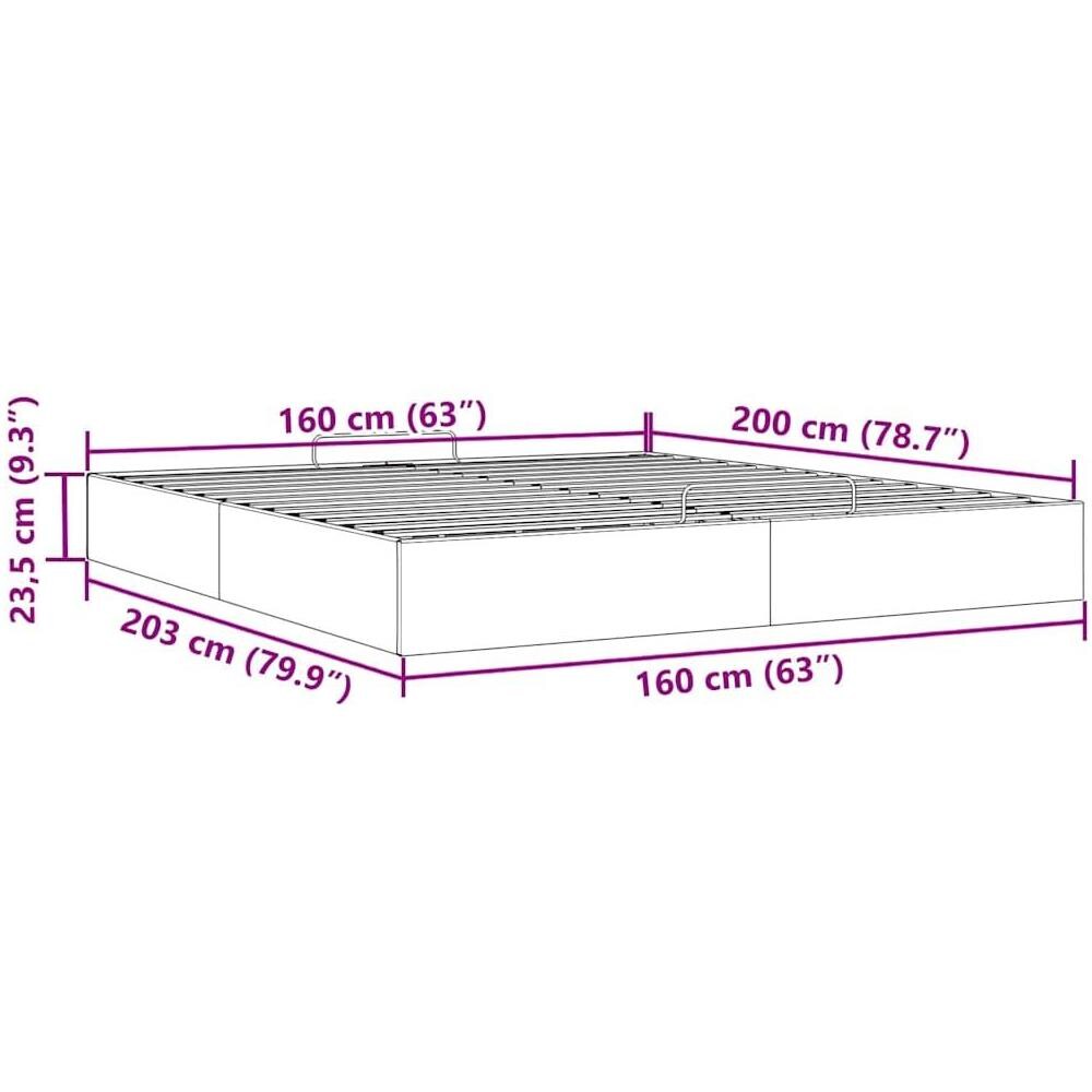 Struttura Letto Pouf senza Materasso Nero 160x200 cm Similpelle - Foto 10