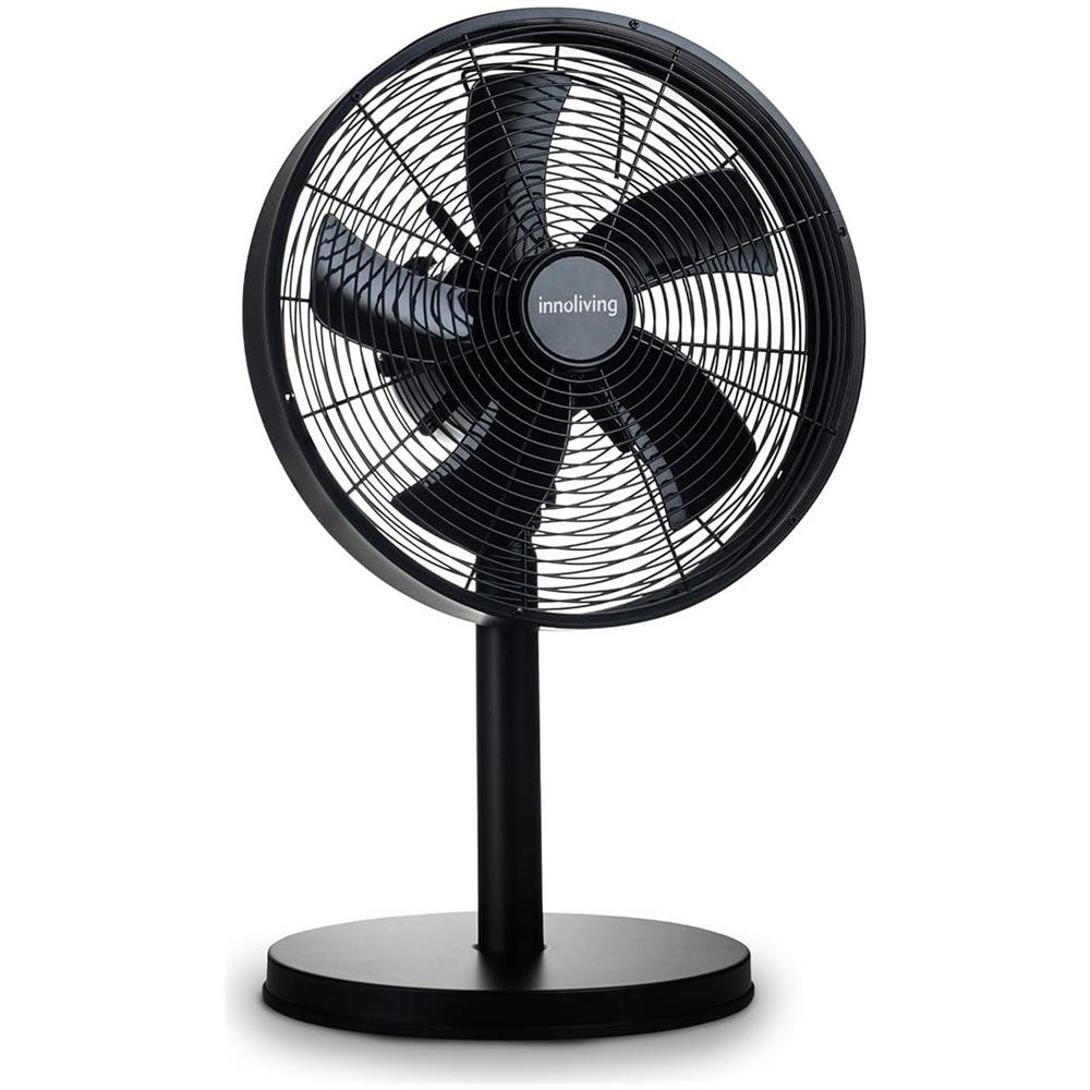 Ventilatore Metallo da Tavolo INN-530B, Diametro 35 cm, 3 Velocità, Modalità Oscillazione, Struttura Robusta Metallo Nero, Inclinazione Regolabile 35W - Foto 1