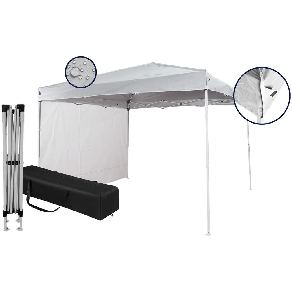 Gazebo 3x3 Pieghevole Impermeabile Con 1 Parete Laterale, Struttura Resistente in Acciaio, Richiudibile a Fisarmonica, Con Sacca Per il Trasporto, Telo in Poliestere 160 gr /mq | Gazebo Pop-up - Foto 1