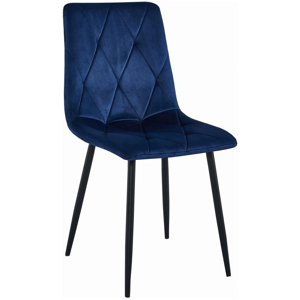 Set di 2 sedie TYRA in velluto blu navy con gambe nere - Foto 2
