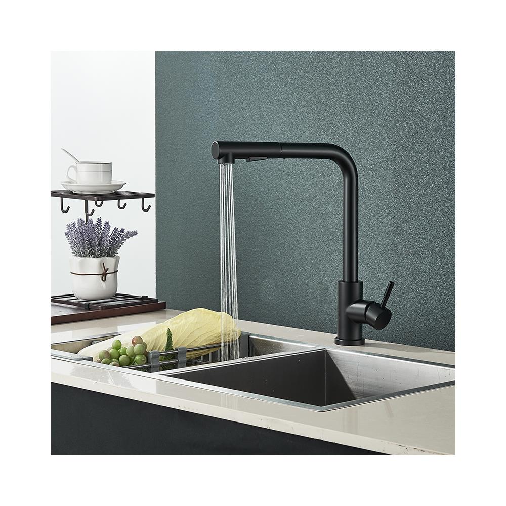 Rubinetto per lavello da cucina, Blackswan, tipo M245, modello nero opaco con doccia retrattile, misura 35 cm - Foto 4