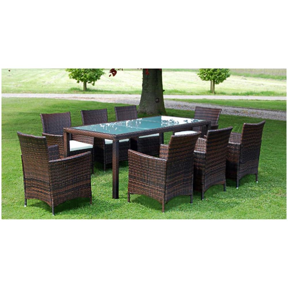 17 Pz Set Mobili Da Giardino In Polirattan Marrone - Foto 1