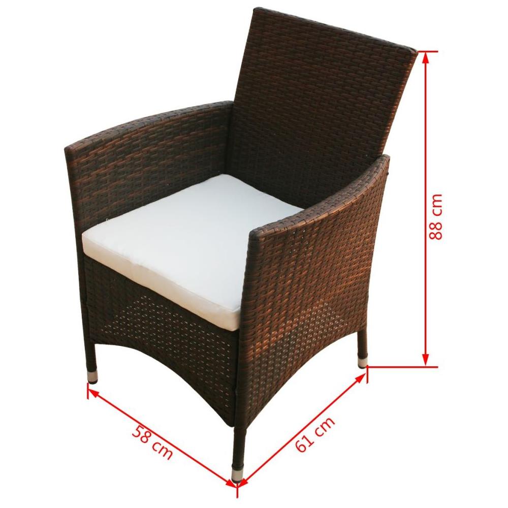 17 Pz Set Mobili Da Giardino In Polirattan Marrone - Foto 8
