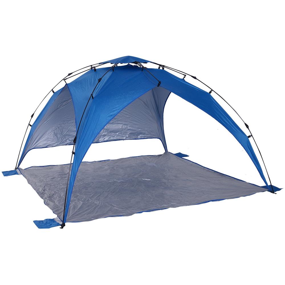 Outsunny Tenda Da Spiaggia Pop Up Con 2 Finestre Traforate E Porta Richiudibile, 220x173x120cm - Foto 6