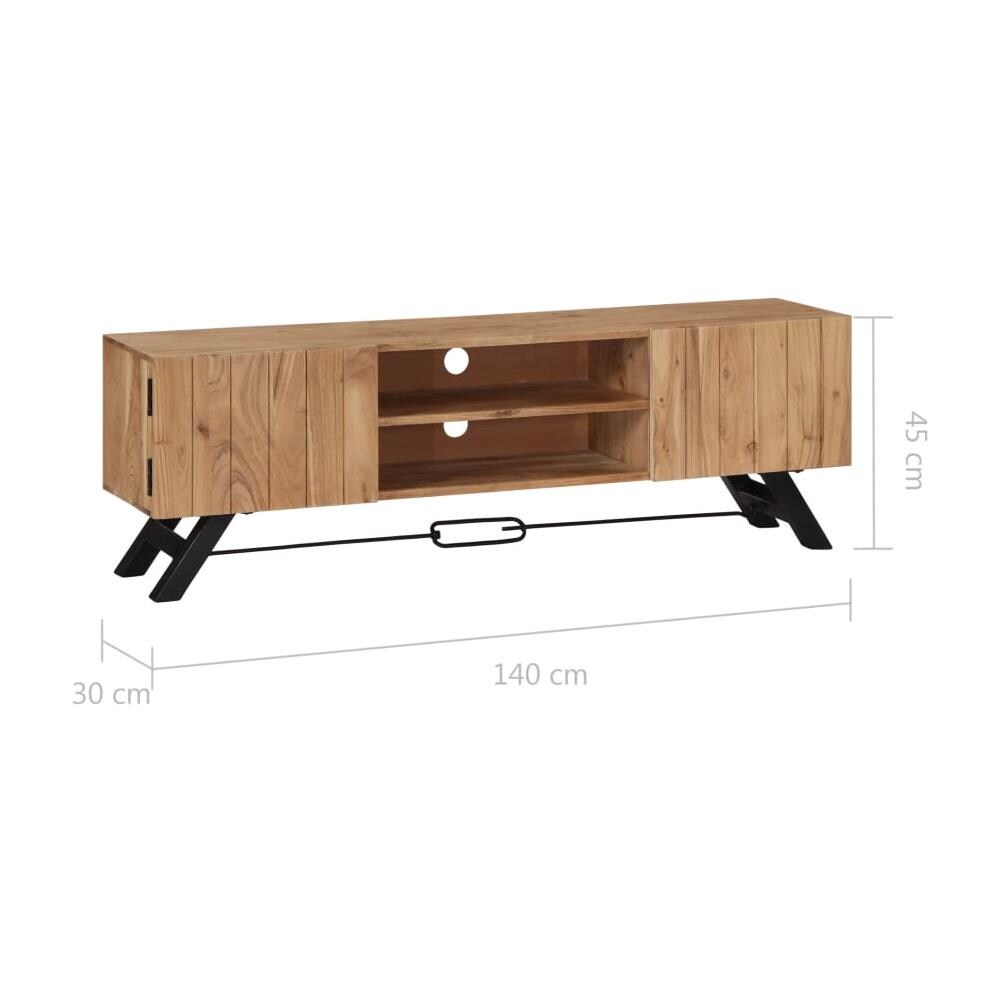 Mobile Porta Tv 140x30x45 Cm In Legno Massello Di Acacia - Foto 11