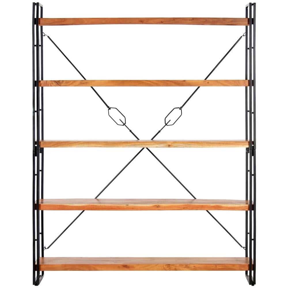 Libreria A 5 Ripiani 140x30x180 Cm In Legno Massello Di Acacia - Foto 2