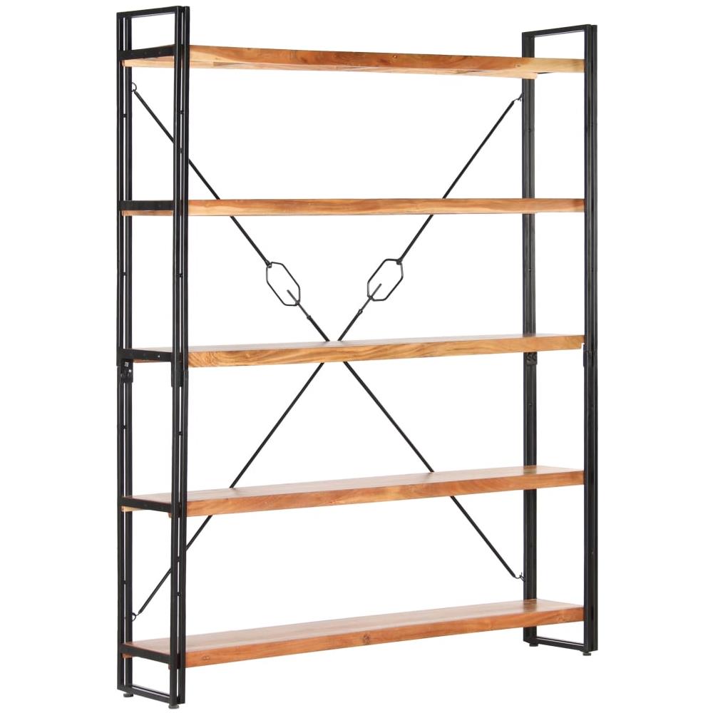 Libreria A 5 Ripiani 140x30x180 Cm In Legno Massello Di Acacia - Foto 8