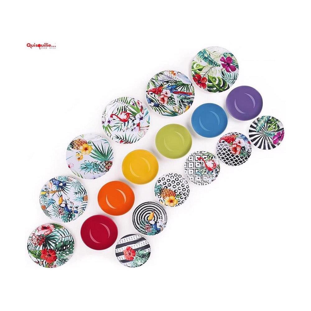 Tropical Chic Servizio Piatti 18 Pezzi, In Finissima Porcellana, Multicolore Qualità Extra - Foto 1