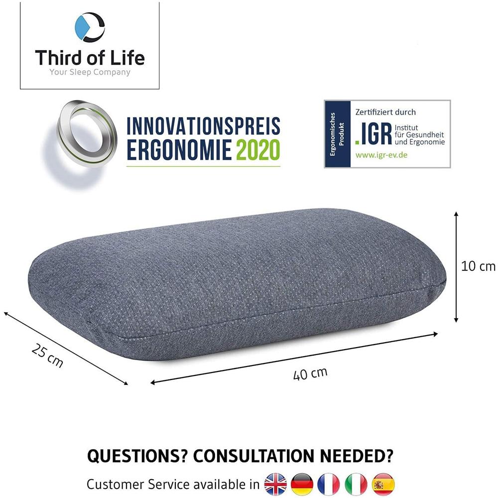 Cuscino da viaggio VOLAR QuickDry, Cuscino collo / cervicale memory-foam, Supporto cervicale ortopedico con federa termica ad asciugatura rapida, Piccolo e compatto per viaggiare, 40x25x10 cm - Foto 2