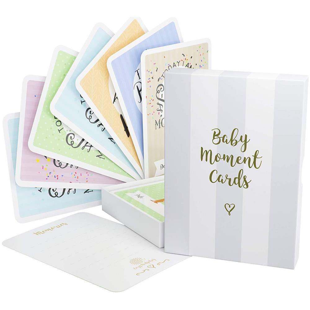 Bambino Milestone Cards Keepsake Box - 40 Unisex Landmark Moment Photo Cards Inclusi Gravidanza Key Et Markers- Perfect Baby Shower Gift Set Con Original Color Pastello Creazioni Di Cosy Riccio - Foto 1