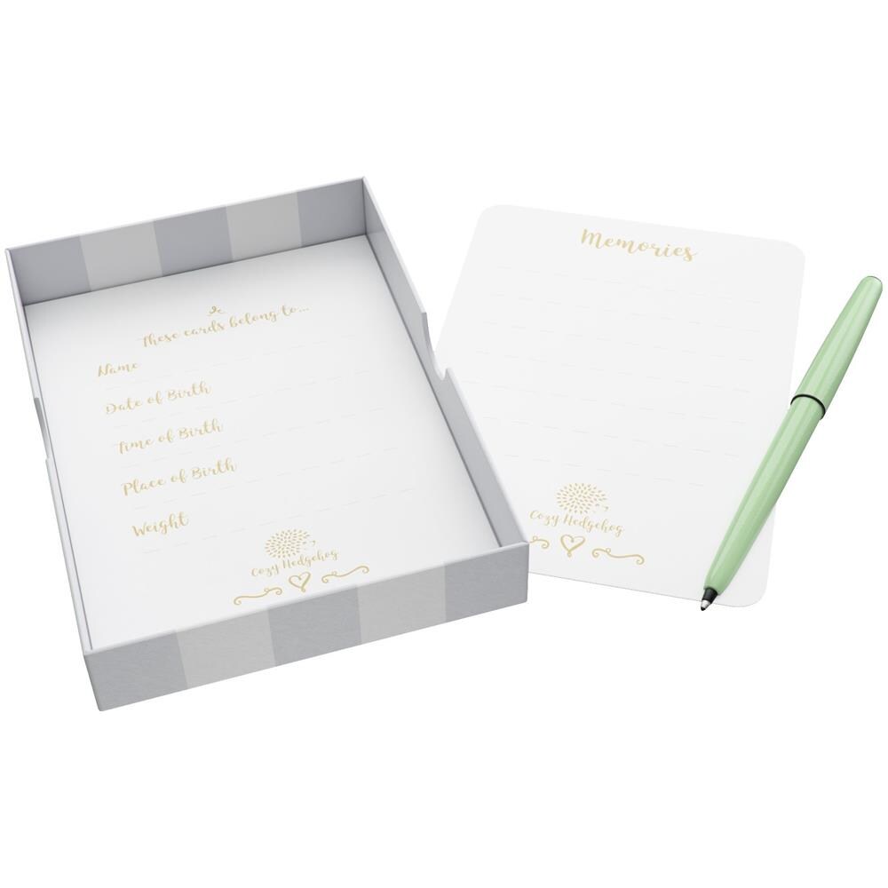 Bambino Milestone Cards Keepsake Box - 40 Unisex Landmark Moment Photo Cards Inclusi Gravidanza Key Et Markers- Perfect Baby Shower Gift Set Con Original Color Pastello Creazioni Di Cosy Riccio - Foto 2